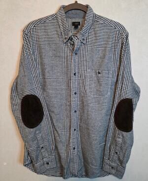 Men's J. Crew gray/black Glen Plaid Houndstooth LS button-down shirt Large